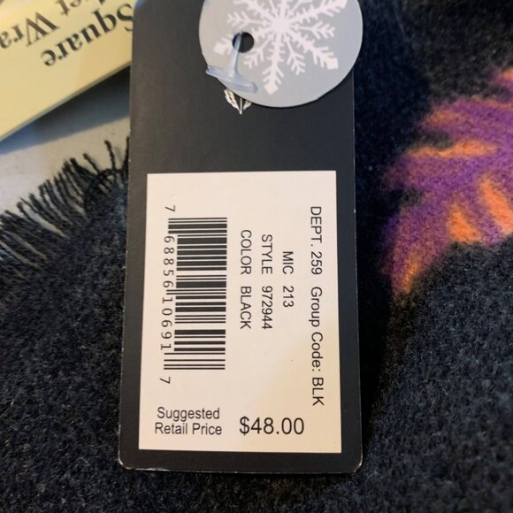 Fraas The Scarf Co Square Four Way Blanket Wrap Multicolor Floral NWT $48 - Picture 4 of 9